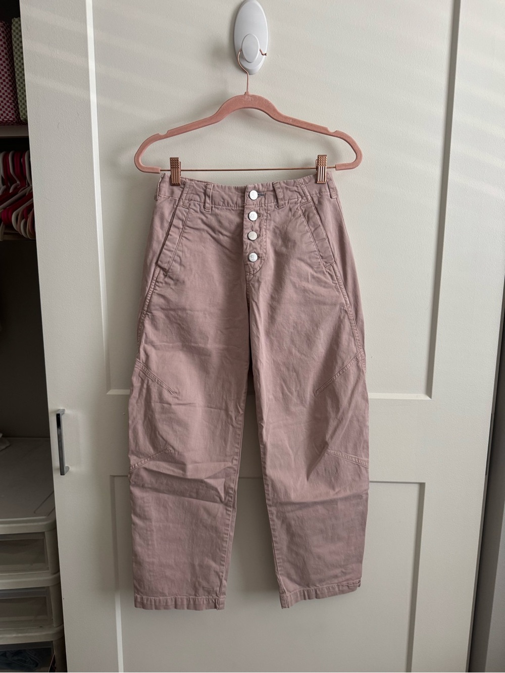 Anthropologie Pilcro Button-Front Pink Barrel Pants